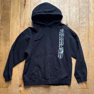 y2k Hurley Black Hoodie with Gothic Logo Medium